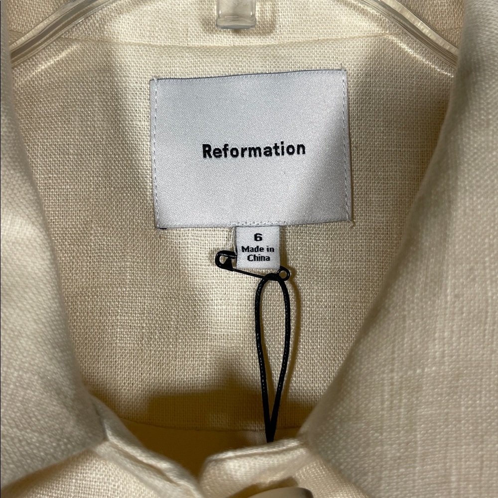 REFORMATION WOMENS ASHTON 100% LINEN JACKET CREAM 6 NEW WITH TAGS - Picture 3 of 9